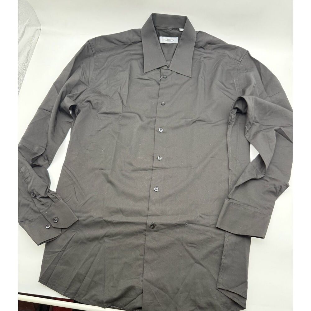 Mens Large 34-35 Black Long Sleeve  button up